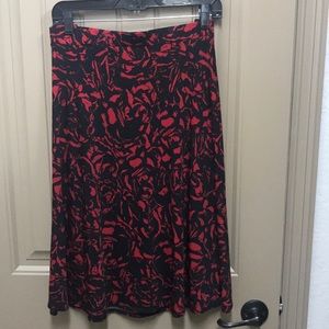 Black and Red Knee Length Skater Skirt XL